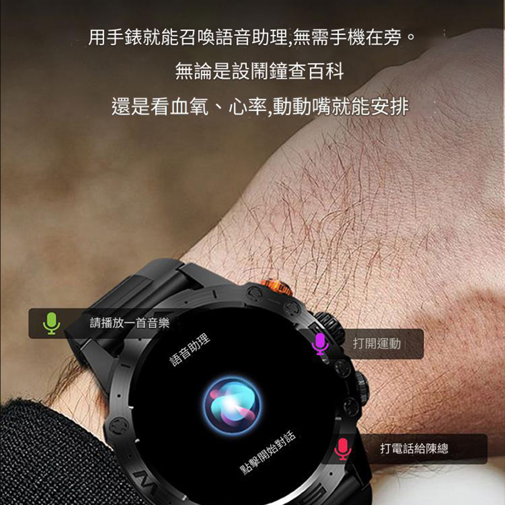 用手錶就能召喚語音助理,無需手機在旁。無論是設鬧鐘查百科還是看血氧、心率,動動嘴就能安排請播放一首音樂語音助理點擊開始對話打開運動打電話給陳總
