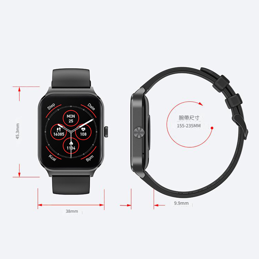 45.3mmStepKcalMON25163851081134BpmDate腕帶尺寸155-235MM38mm9.9mm