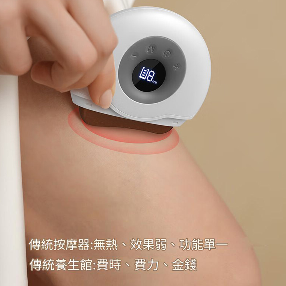 傳統按摩器:無熱、效果弱、功能單一傳統養生館:費時、費力、金錢